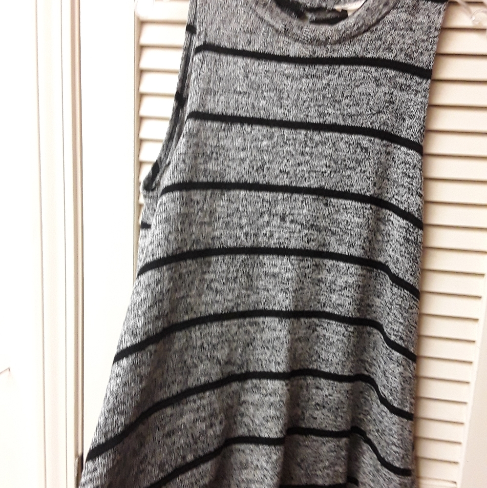 Grey Black Striped Boho r2d Tank Top M